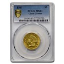 1861 $5 Liberty Gold Half Eagle Clark Gruber MS-61 PCGS 1861 $5 Liberty Gold Half Eagle Clark Gruber MS-61 PCGS